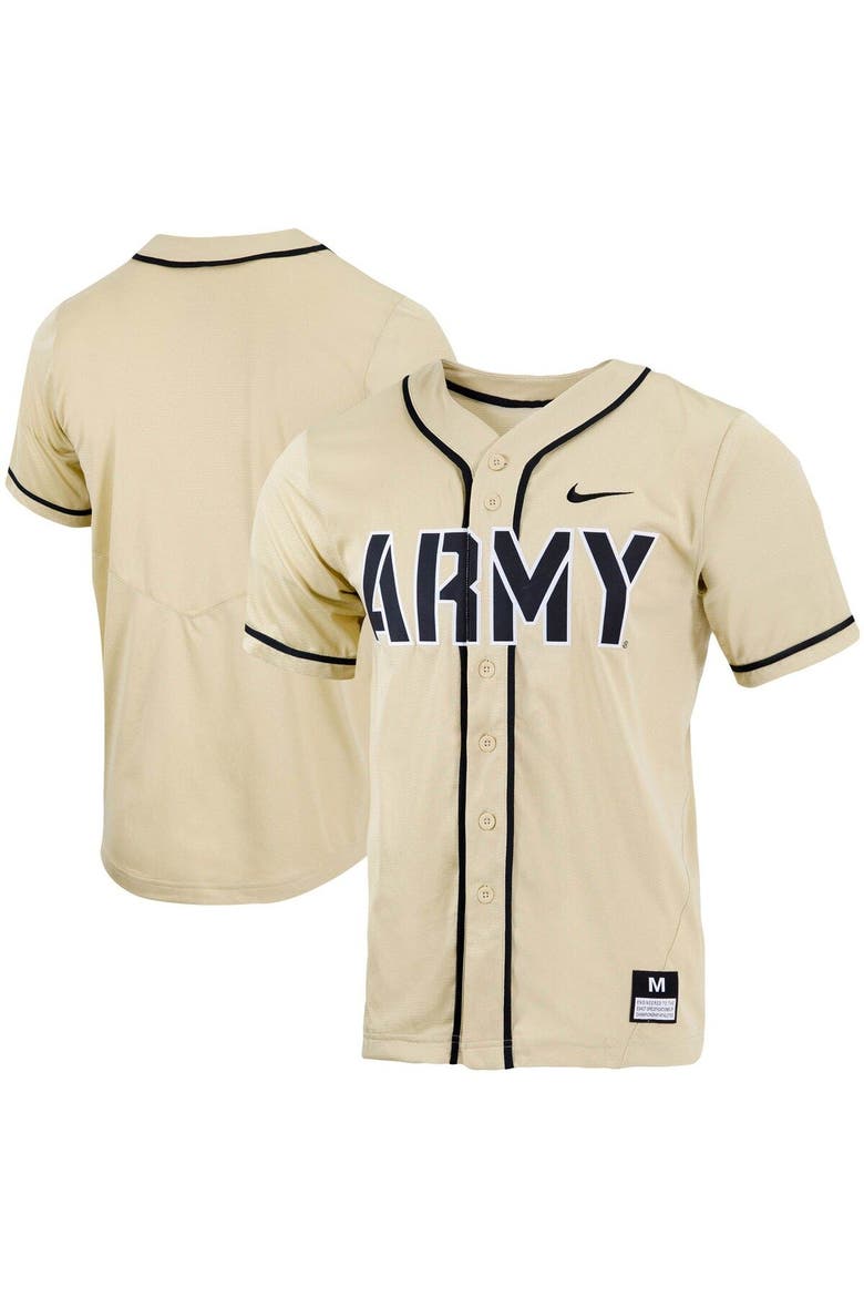 Men's Nike Gold Army Black Knights Replica Full-Button Baseball Jersey, Main, color, Gold
