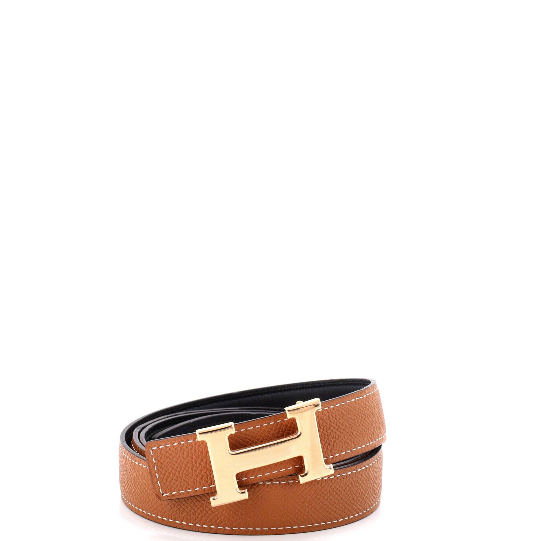Pre-Owned Hermes Constance Reversible Belt Leather Thin, Main, color, Brown