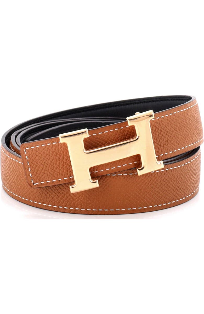 Pre-Owned Hermes Constance Reversible Belt Leather Thin, Main, color, Brown