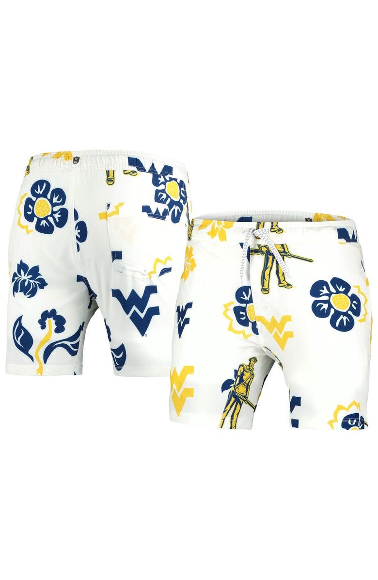Wes & Willy Men's Wes & Willy  White West Virginia Mountaineers Vault Tech Swimming Trunks, Main, color, 