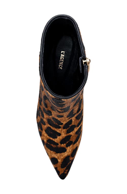 L'agence Lilly Iii Genuine Calf Hair Pointed Toe Bootie In Animal Print