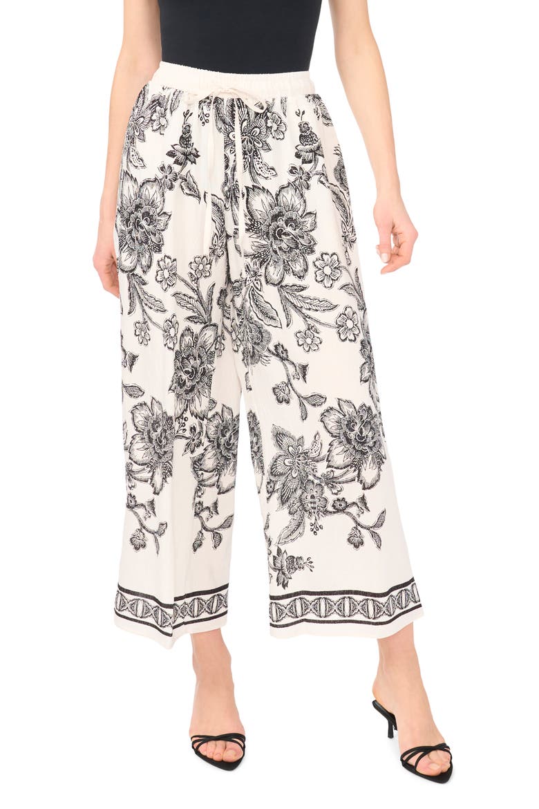 Print Wide Leg Pants, Main, color, NEW IVORY BLACK TOILE