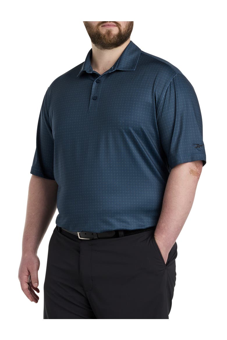 Big & Tall Geometric Print Performance Polo Shirt, Main, color, ESCAPE BLUE MULTI