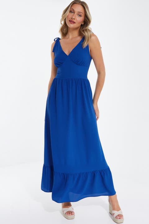 Bubble Crepe Tie Detail Maxi Dress
