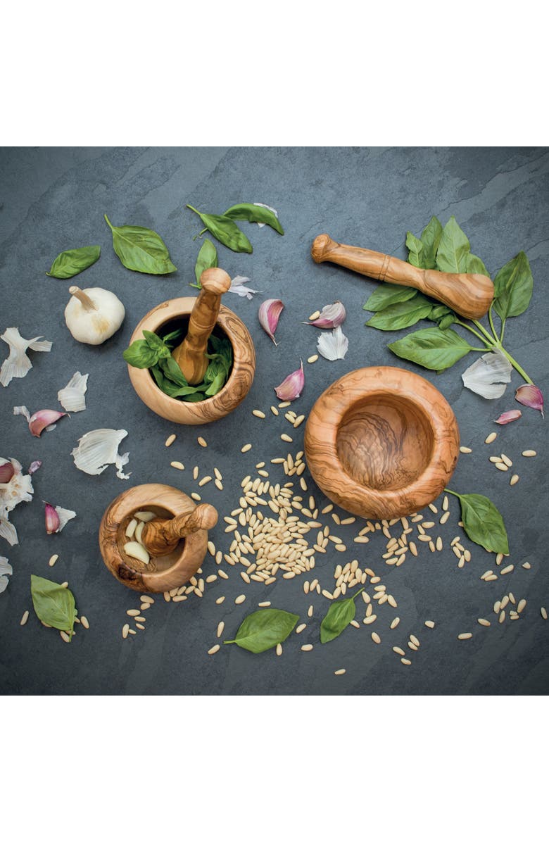 Berard Handcrafted Olivewood Mortar and Pestle Set, 2.75-Inch, Alternate, color, Brown