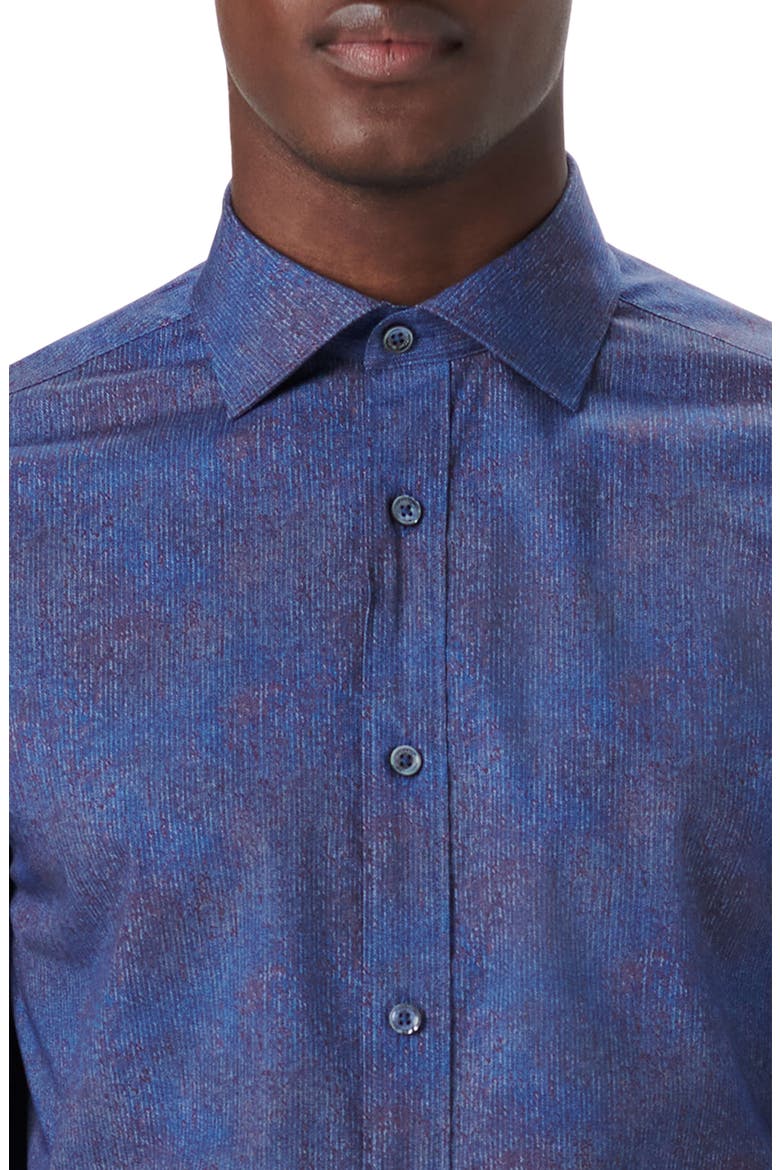 Classic Fit Herringbone Stretch Cotton Button-Up Shirt, Alternate, color, INDIGO