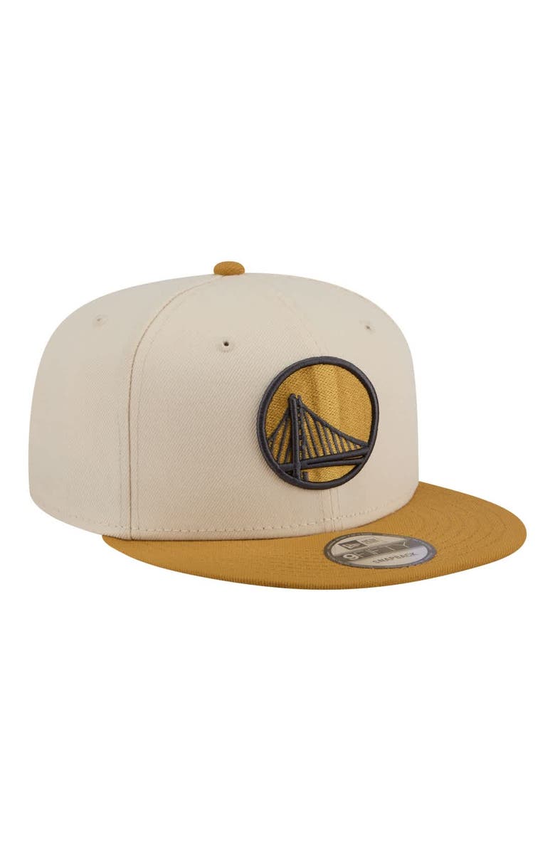 New Era Men's New Era Cream/Tan Golden State Warriors Two-Tone Color Pack 9FIFTY Snapback Hat, Alternate, color, Cream