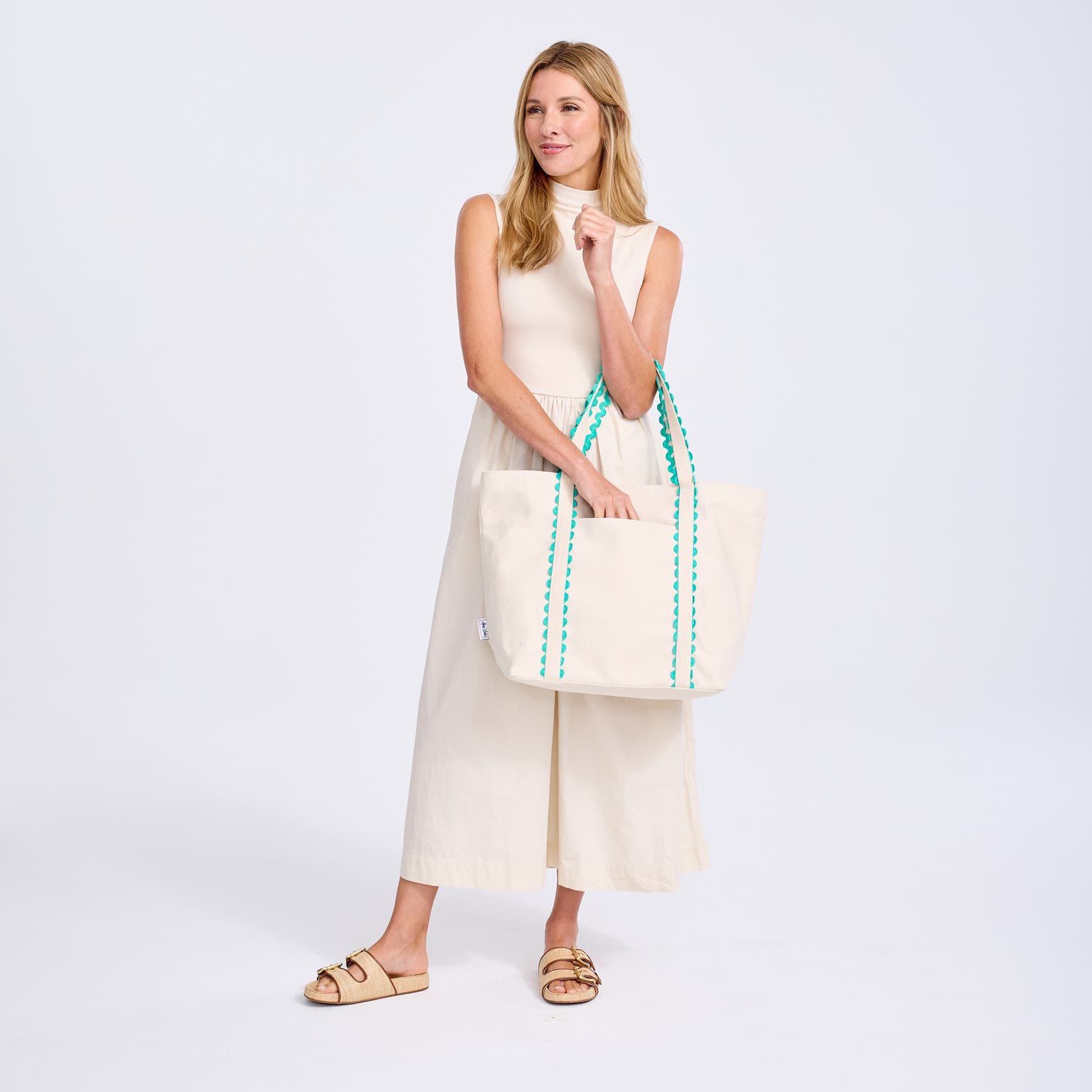 Ame & Lulu Nantucket Beach Tote, Alternate, color, Teal