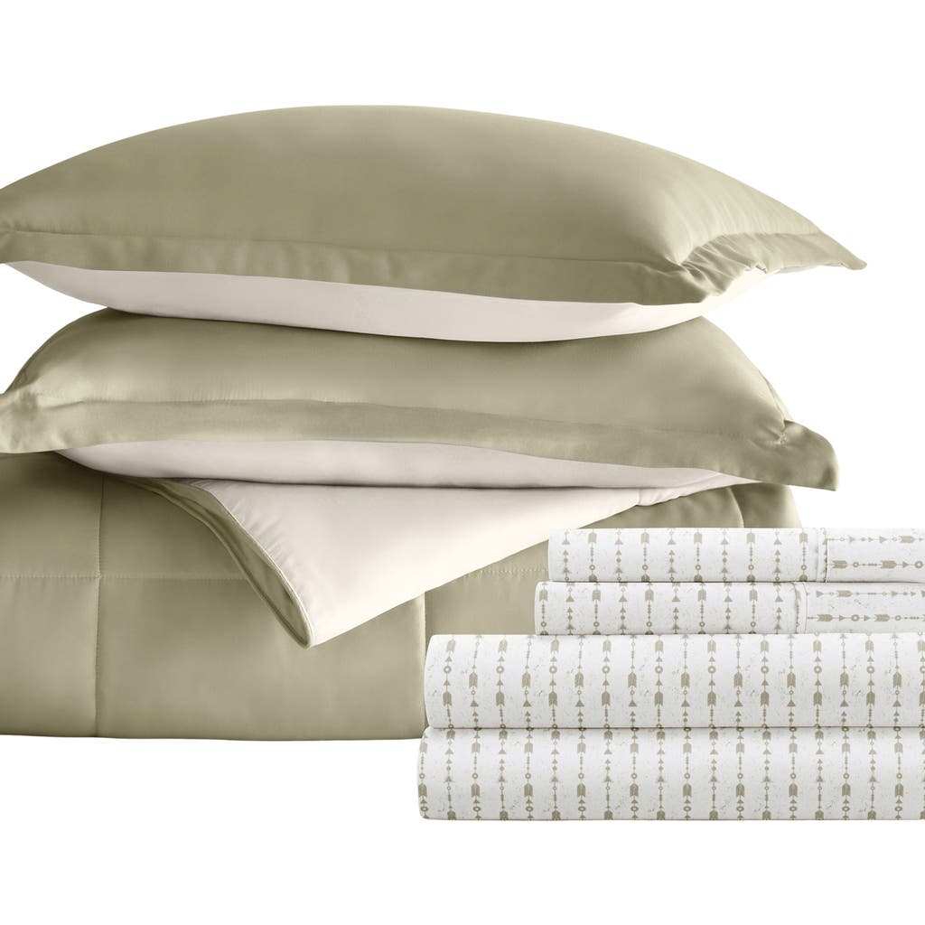 Homespun 7-piece Assorted Reversible Comforter Set In Sage