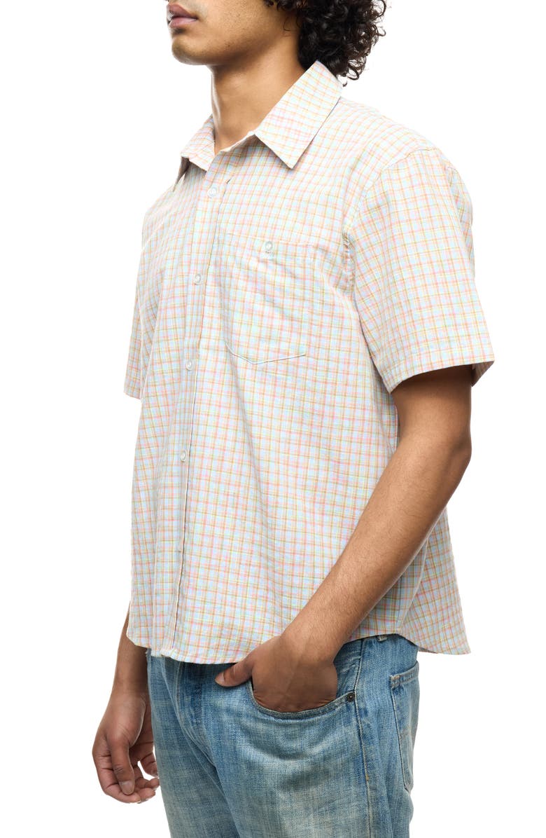 Round Two Als Check Short Sleeve Button-Up Shirt, Alternate, color, Red Multi