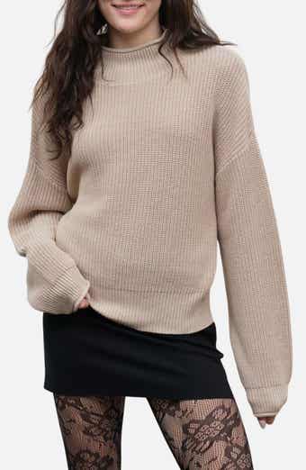 Ribbed Mock Neck Cropped Sweater