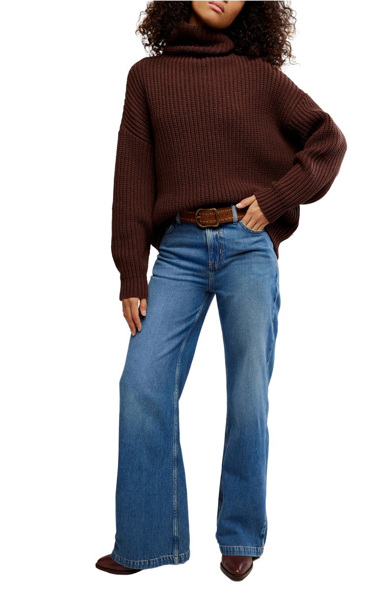 Free People Swim Too Deep Turtleneck Sweater, Alternate, color, Bitter Bark