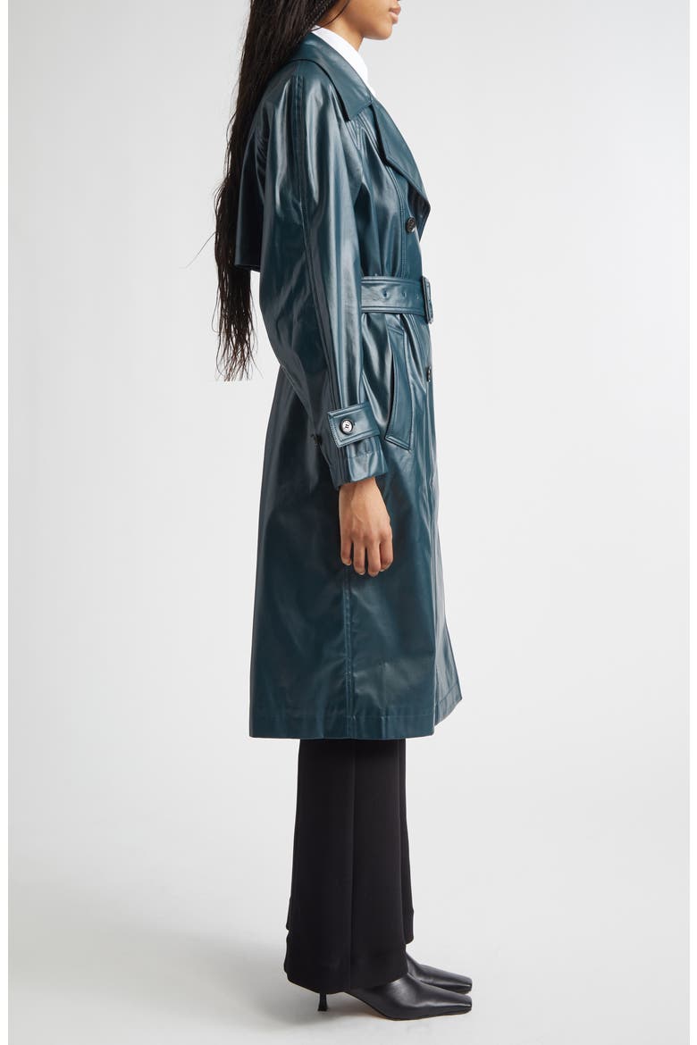 Benedetta Coated Cotton Trench Coat, Alternate, color, BOTTLE GREEN