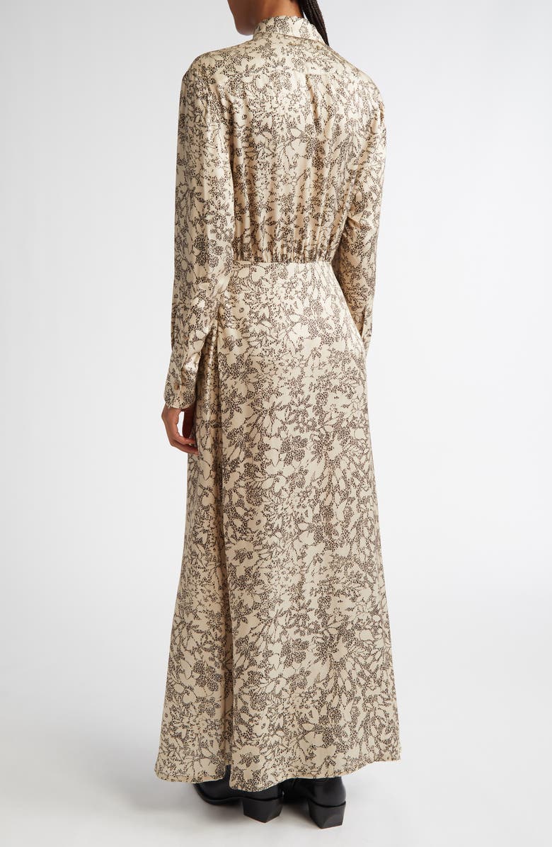 Golden Goose Print Long Sleeve Satin Maxi Shirtdress, Alternate, color, Safari/ Black