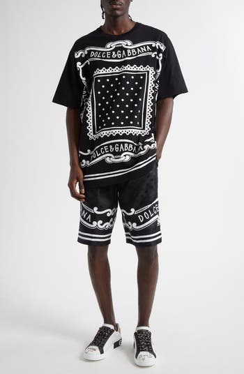 Logo Jacquard Bandana Print Silk Shorts