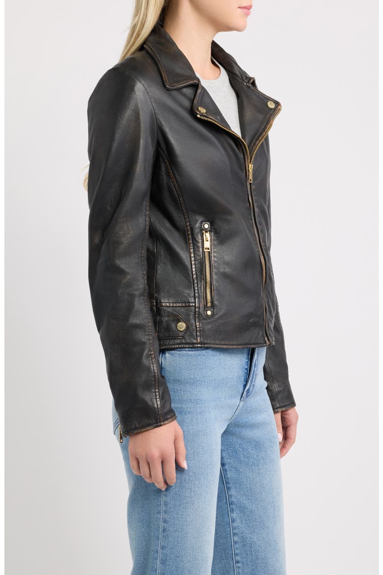 Hazie RF Leather Jacket, Alternate, color, ANTIQUE BLACK