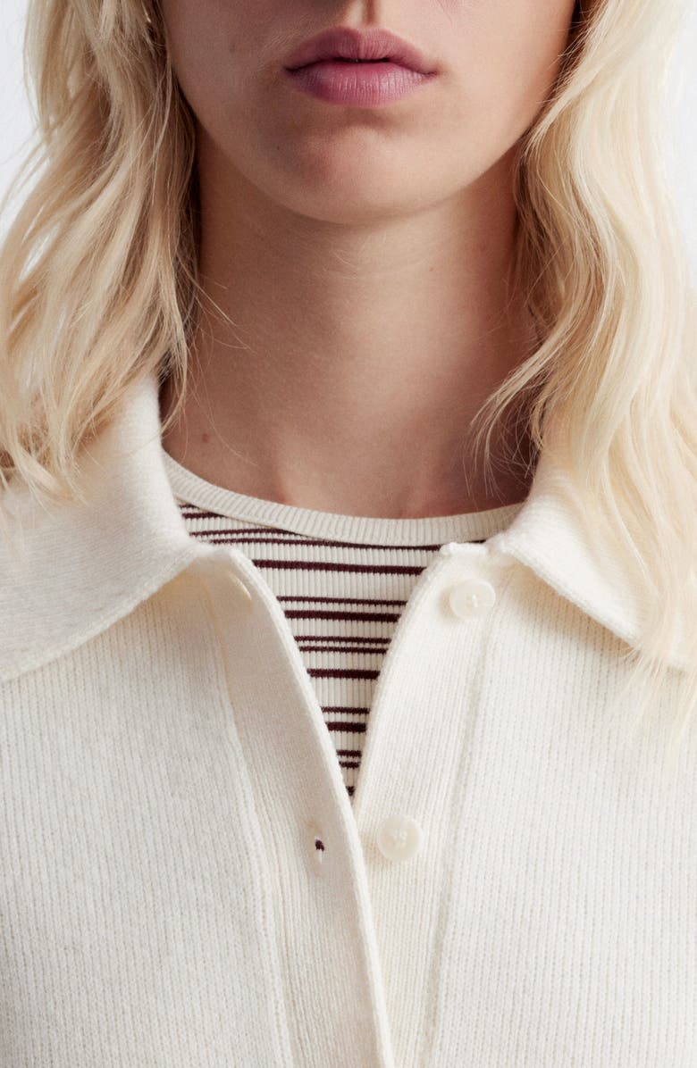 & Other Stories Short Sleeve Merino Wool Blend Cardigan, Alternate, color, White Dusty Light