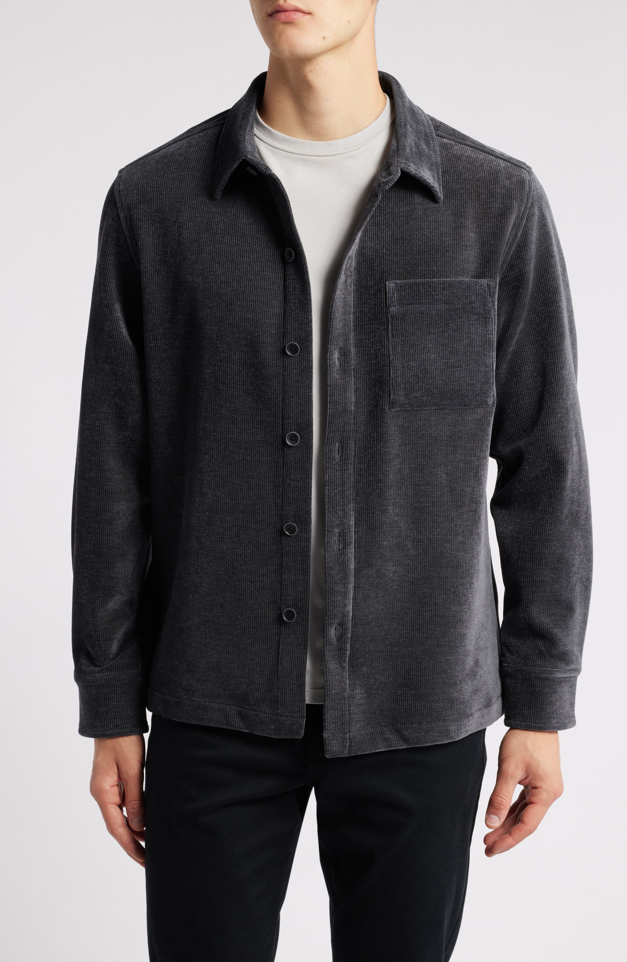 Robert Barakett Topcon Corduroy Overshirt in Charcoal 
