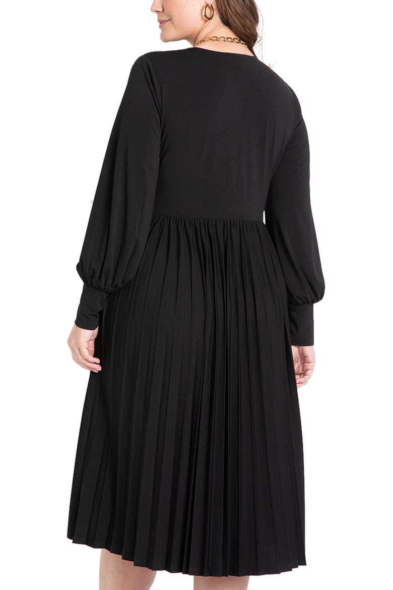 Knot Front Pleated Skirt Dress, Alternate, color, BLACK