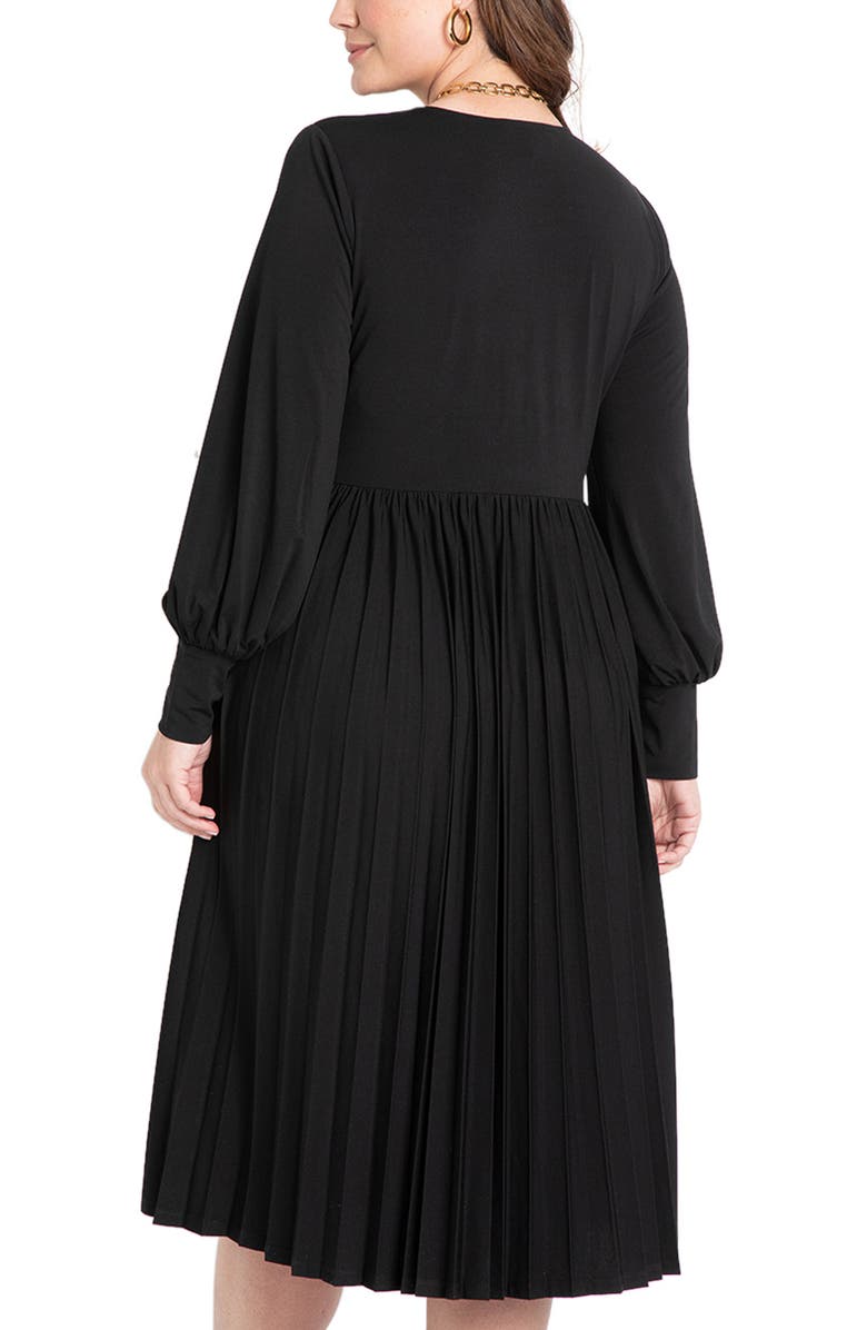 ELOQUII Knot Front Pleated Skirt Dress, Alternate, color, 