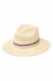 San Diego Hat Perforated Ribbon Trim Straw Fedora