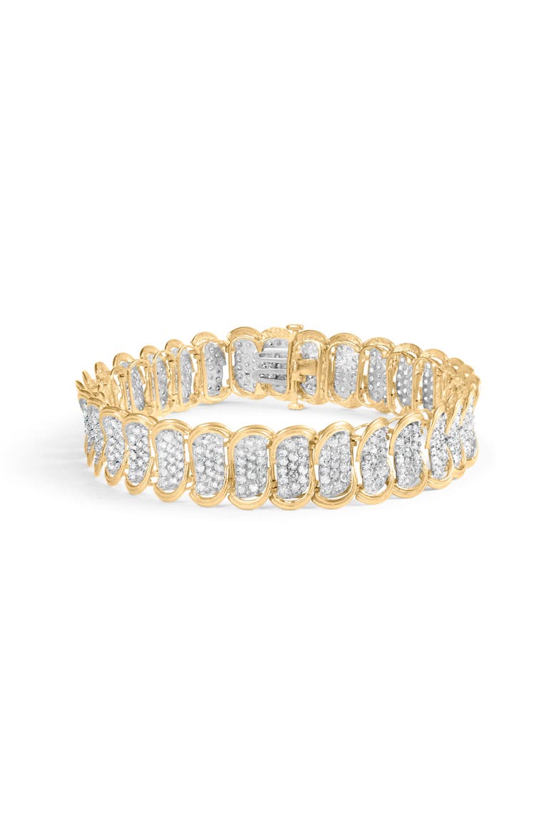 10k Yellow Gold 5.00 Cttw Diamond Oval Banded Link Bracelet   Inches, Main, color, Yellow
