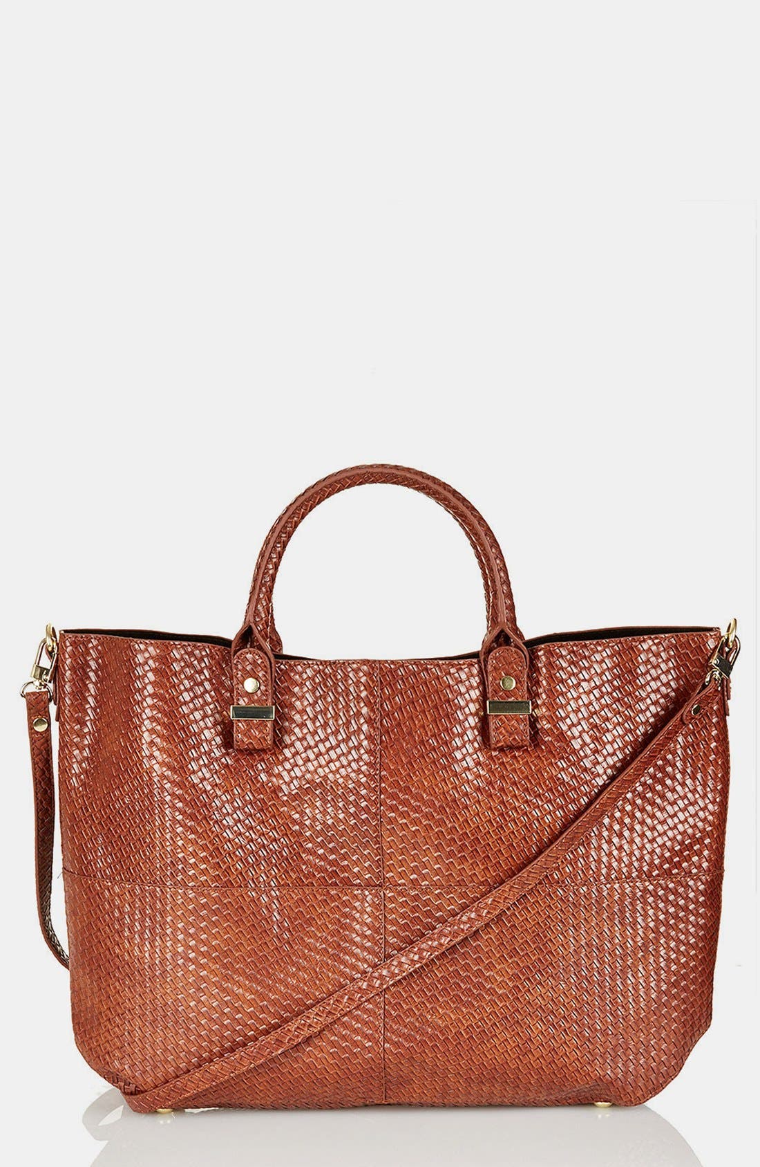 'Woven Lady' Faux Leather Tote, Extra Large, Main, color, TAN