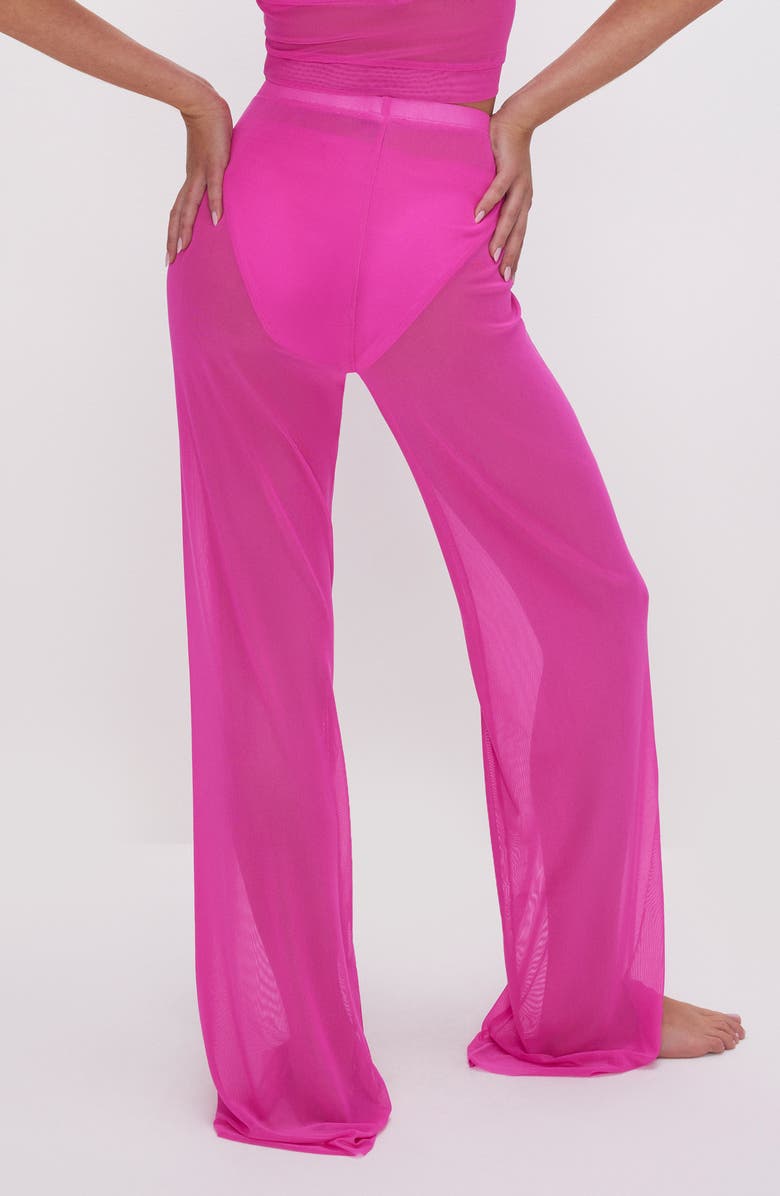 Good American Mesh Cover-Up Pants, Alternate, color, Pink Glow002