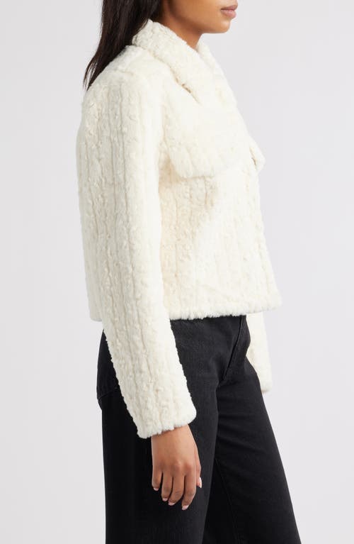 Bernardo Faux Shearling Crop Jacket In White