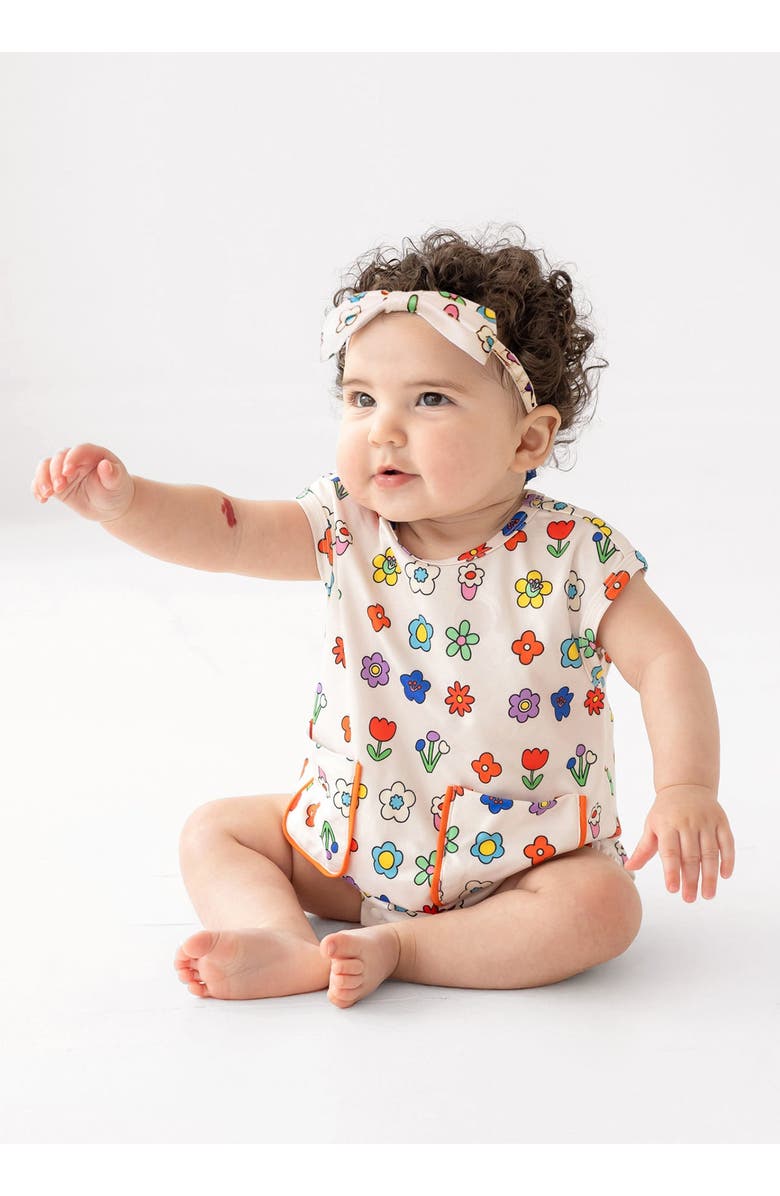 Mabel + Honey Little Garden Parade Cap Sleeve Romper, Alternate, color, Ivory