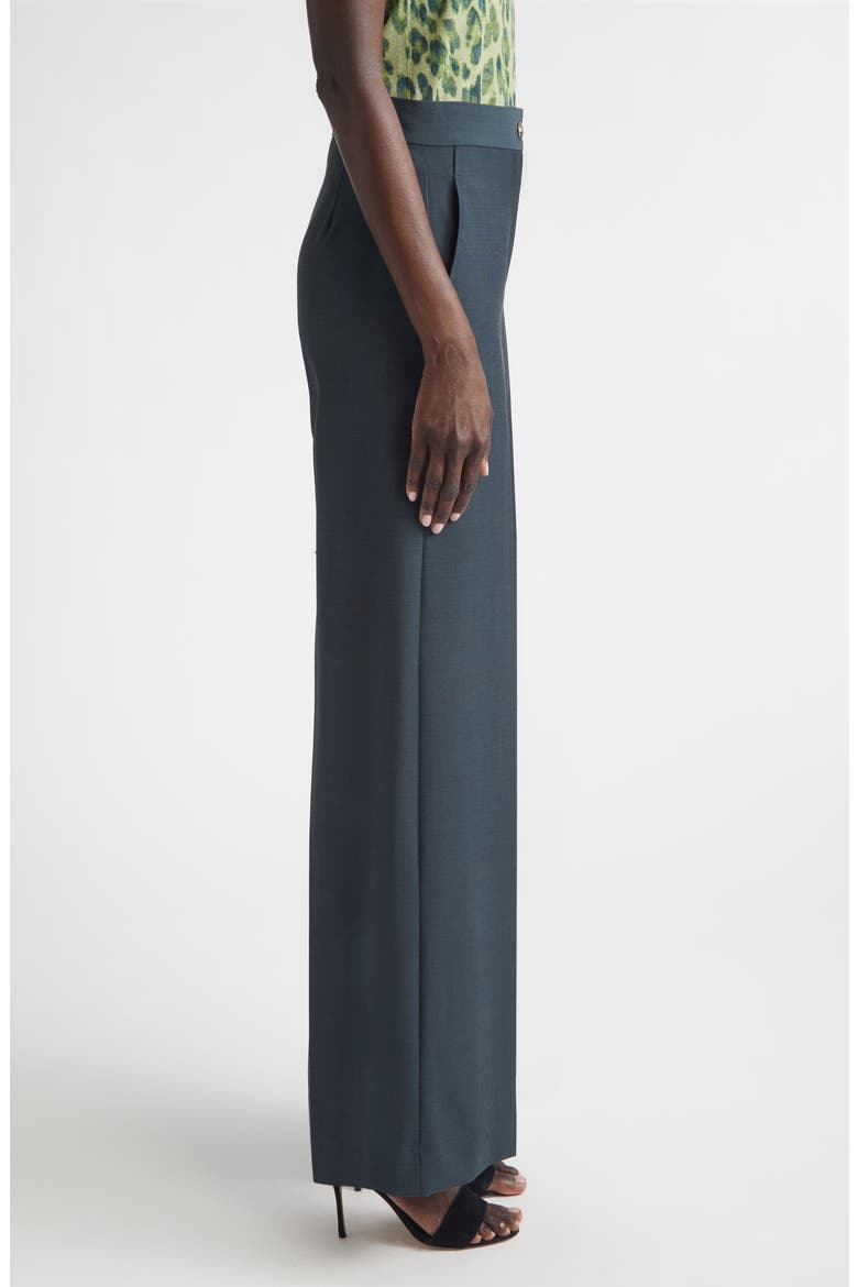 Mélange Wool Blend Stretch Twill Wide Leg Pants, Alternate, color, PINE MELANGE