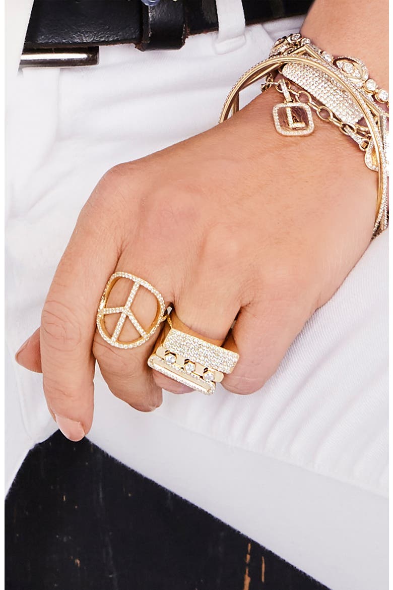 Circular Peace Sign Ring, Alternate, color, 14kt Yellow Gold