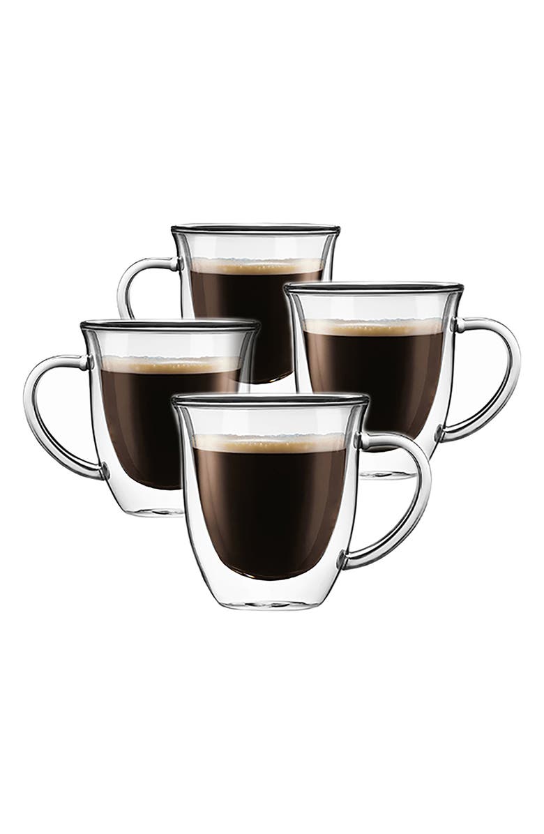 JoyJolt Serene Drinking Mugs - Set of 4, Main, color, Clear