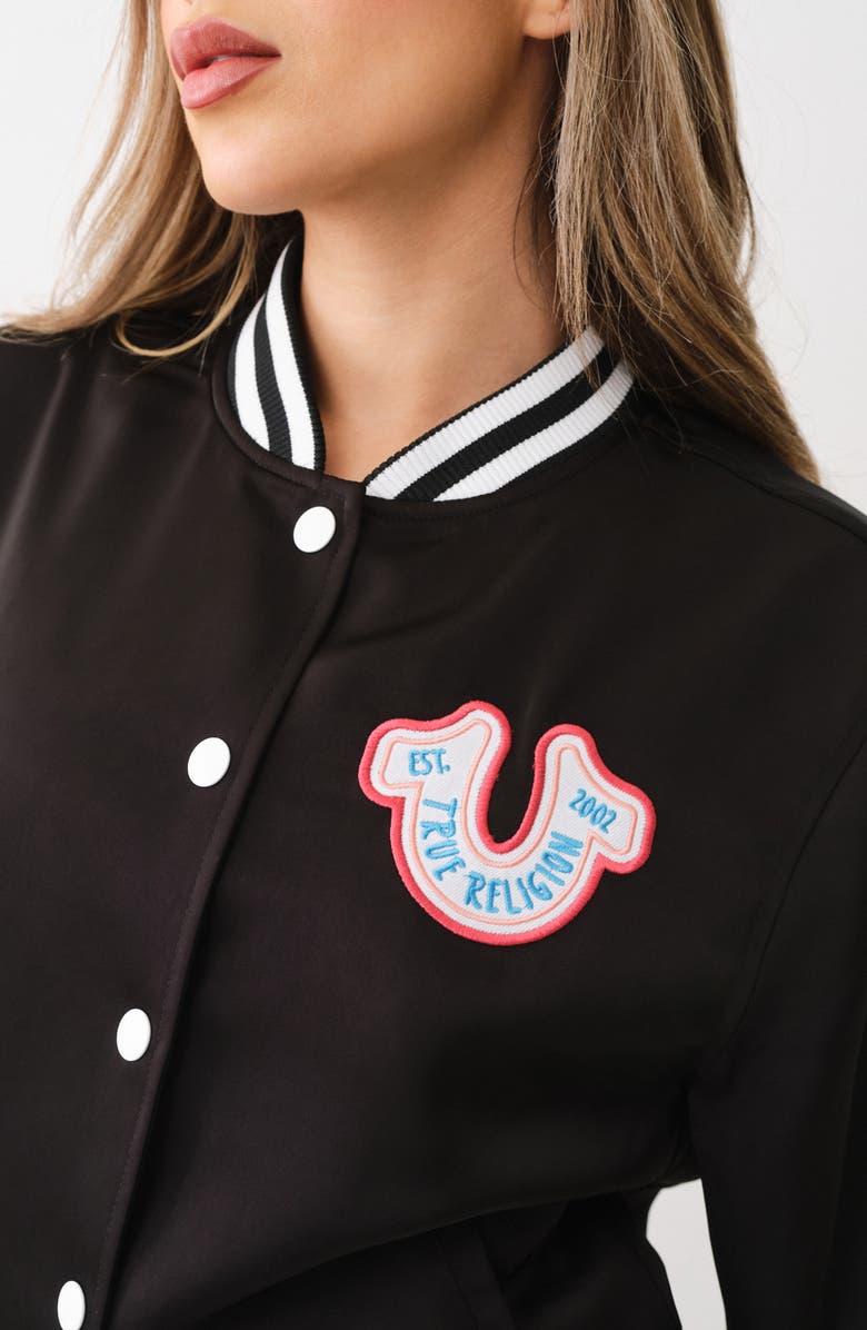 True Religion Satin Varsity Jacket, Alternate, color,