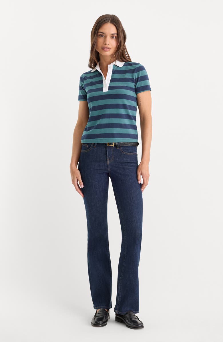 Good American The Easy Polo, Alternate, color, Summer Stripe Teal
