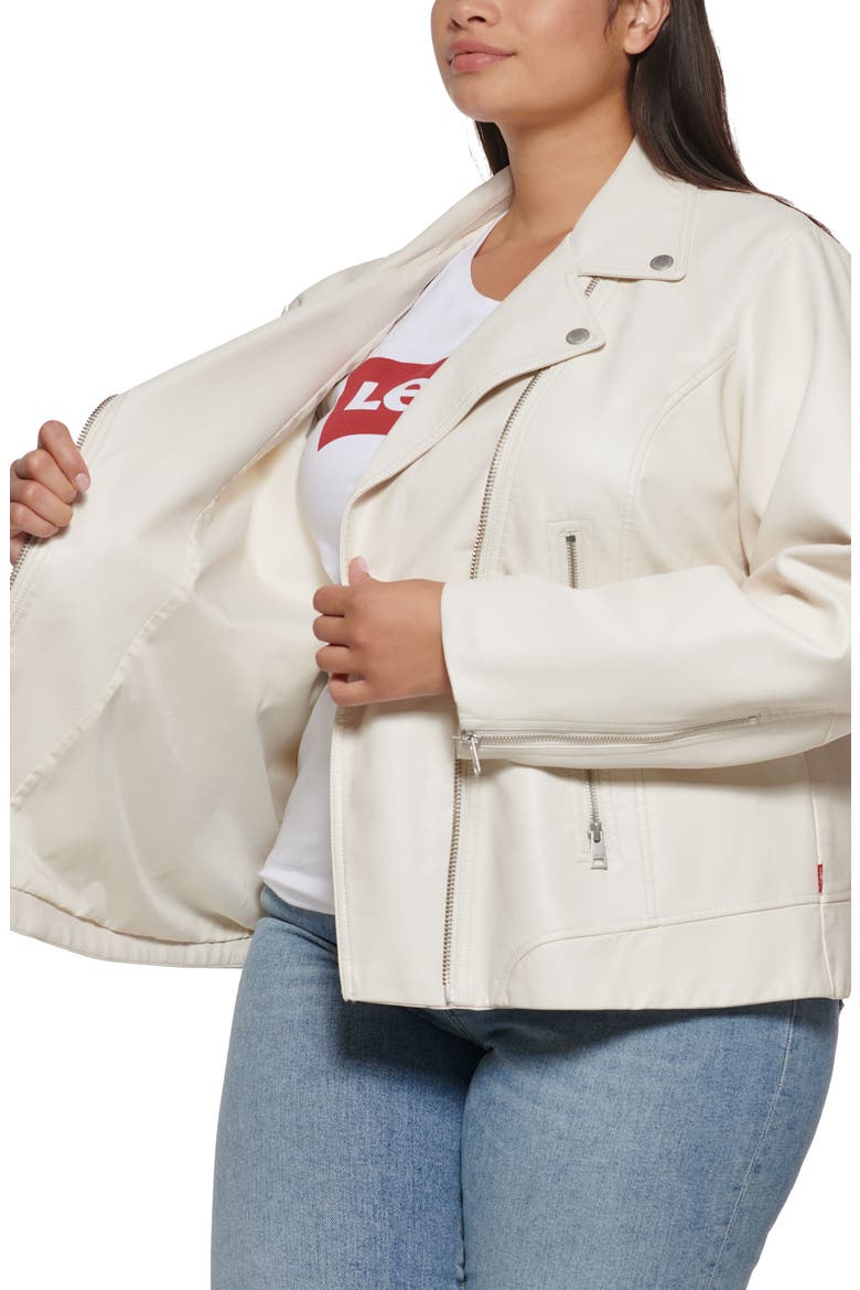 Faux Leather Moto Jacket, Alternate, color, OYSTER
