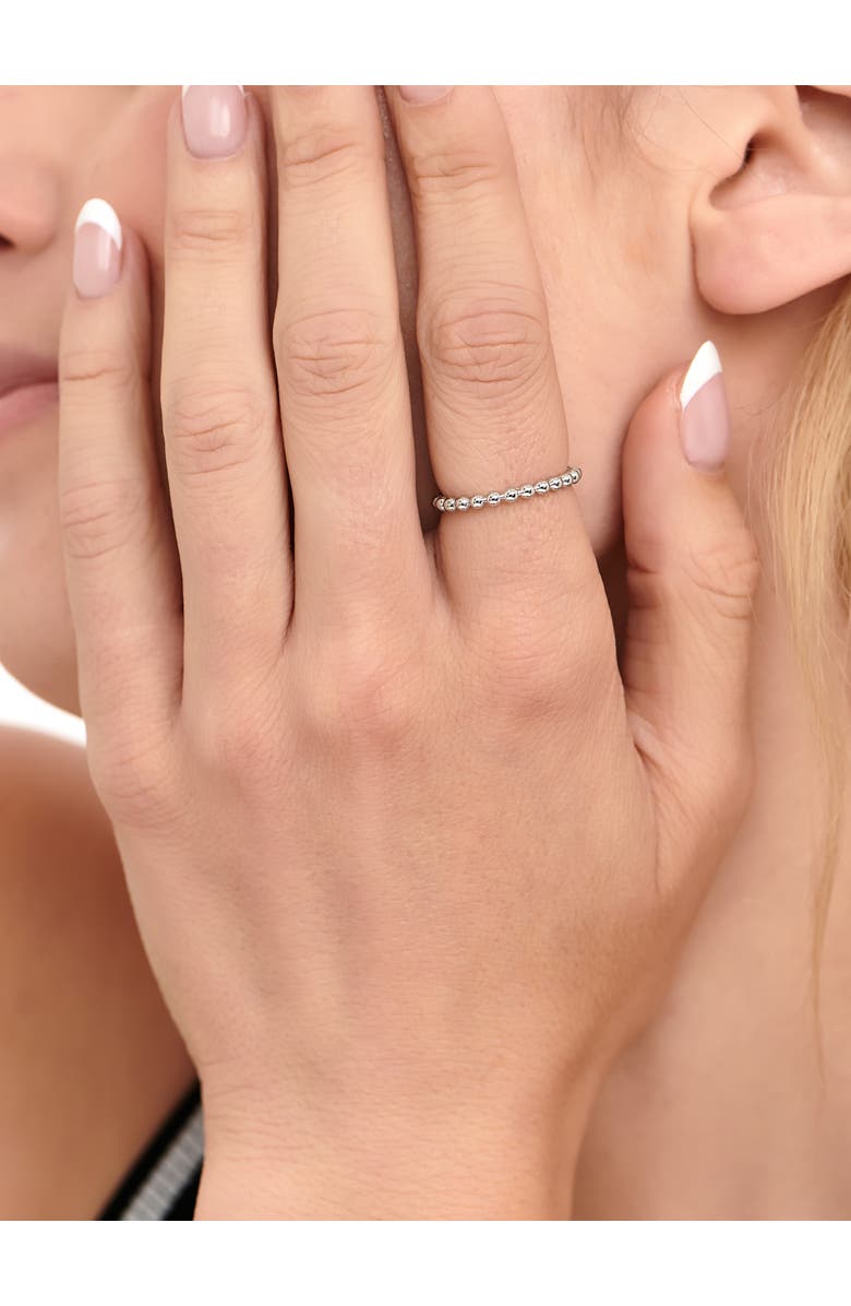 DEVATA Beaded Ball Ring in Rhodium Plated Sterling Silver, 2mm, Alternate, color, Silver