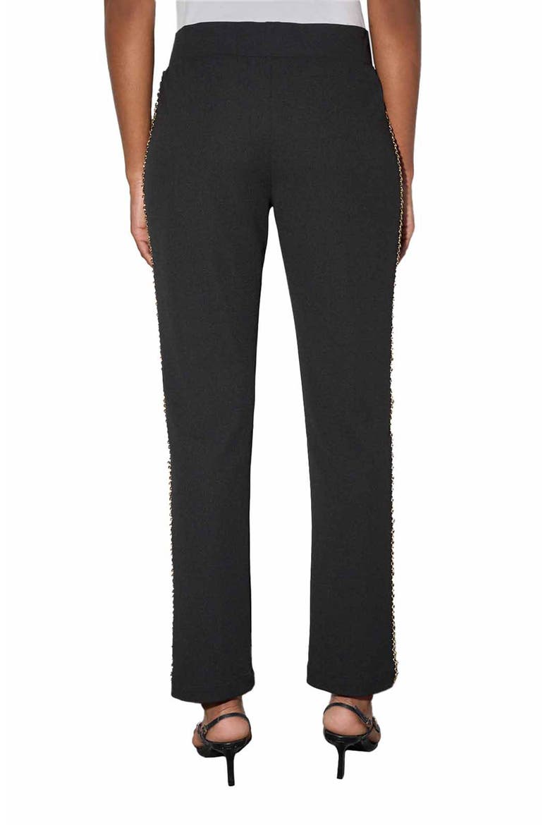 Chain Detail Deco Crepe Tuxedo Pants, Alternate, color, BLACK