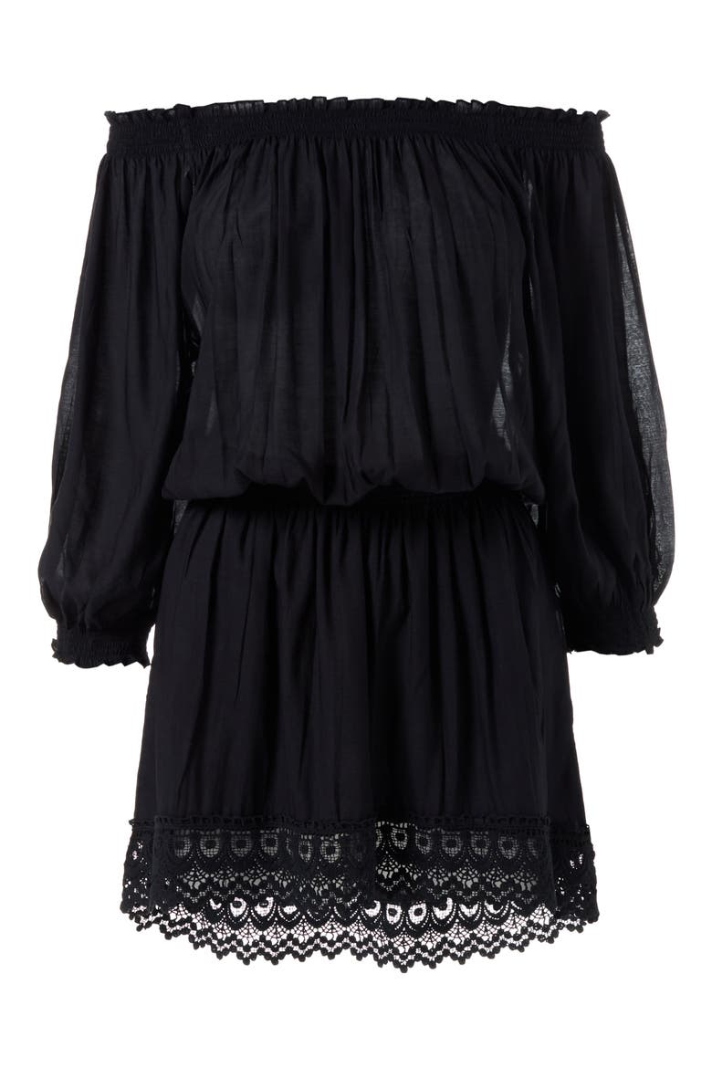 Ivy Off the Shoulder Cover-Up Dress, Alternate, color, BLACK