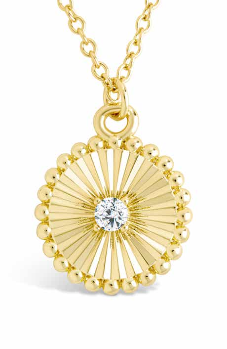 Sterling Forever Candiace Coin CZ Pendant Necklace