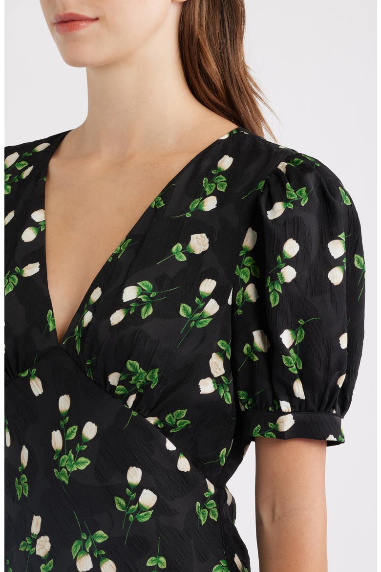 Milan Floral Print Satin Gown, Alternate, color, BLACK FLORAL