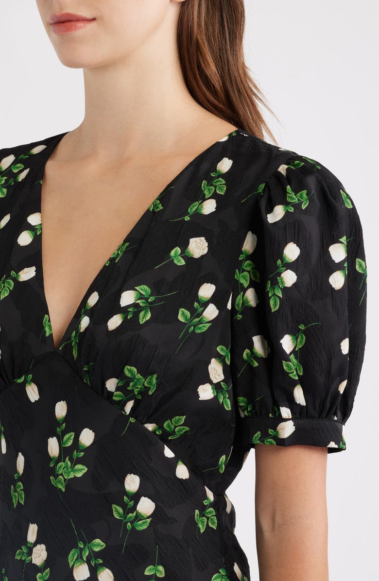 Lulus Milan Floral Print Satin Gown, Alternate, color, Black Floral