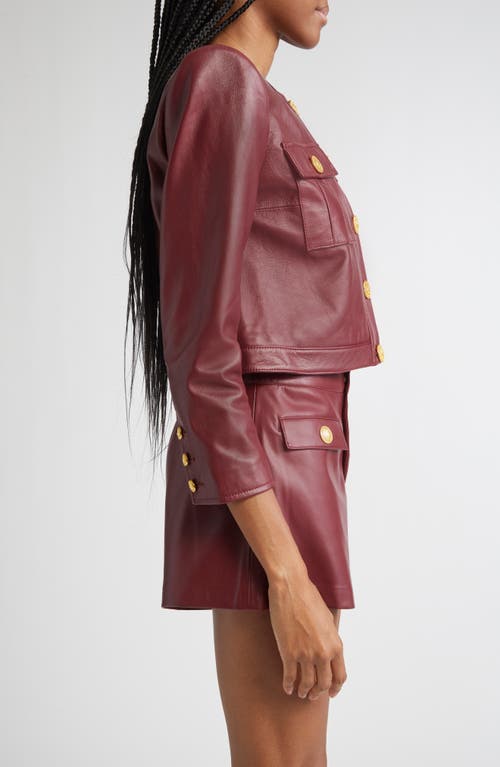 L Agence Deidra Collarless Jacket Black Cherry In Burgundy
