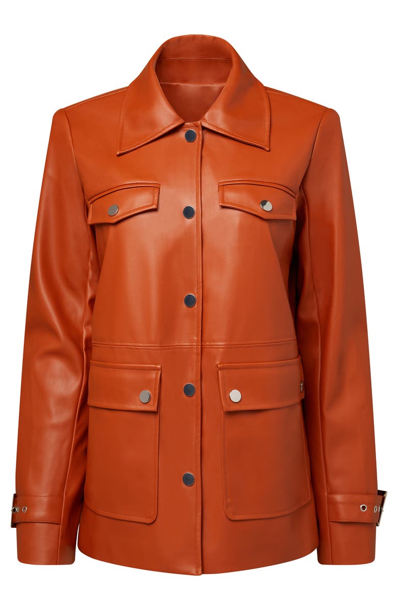 WeWoreWhat Faux Leather Shirt Jacket, Alternate, color, Cider