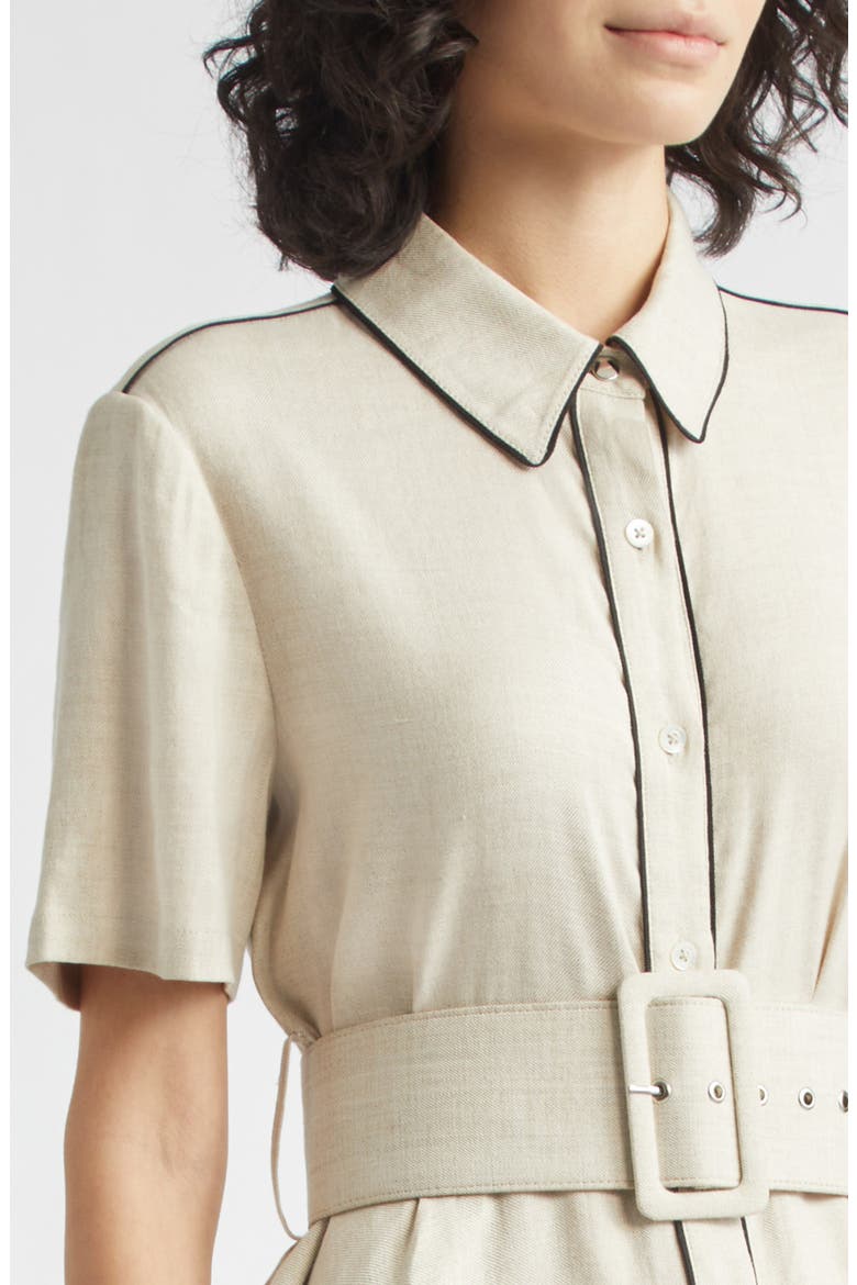 Jean Linen Blend Shirtdress, Alternate, color, DESERT/ JET