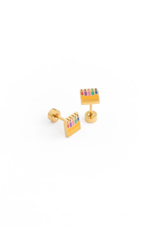 Pip Pop Crayon Stud Earrings In Gold
