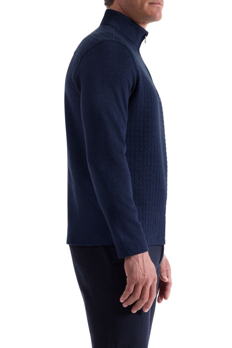 Waffle Quarter Zip Cotton Blend Pullover, Alternate, color, NAVY