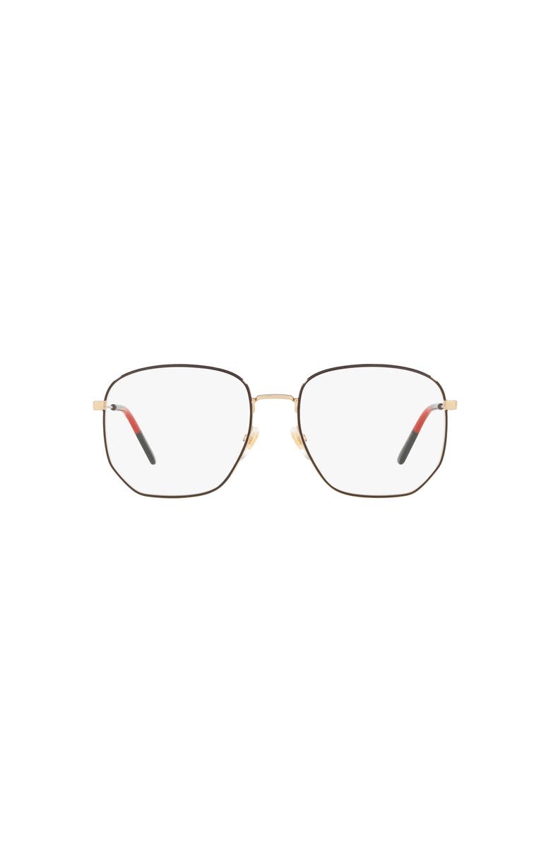 Gucci 56mm Rectangle optical glasses, Alternate, color, Gold/ Black