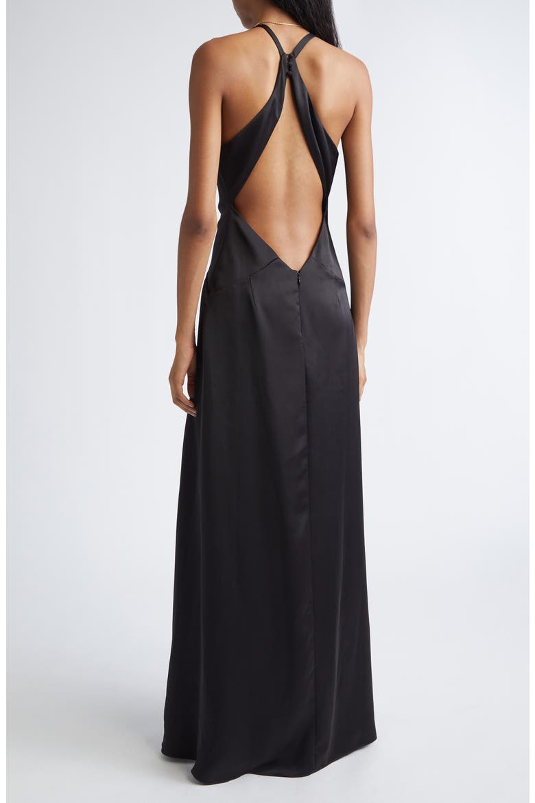 Belle Plunge Neck Gown, Alternate, color, BLACK