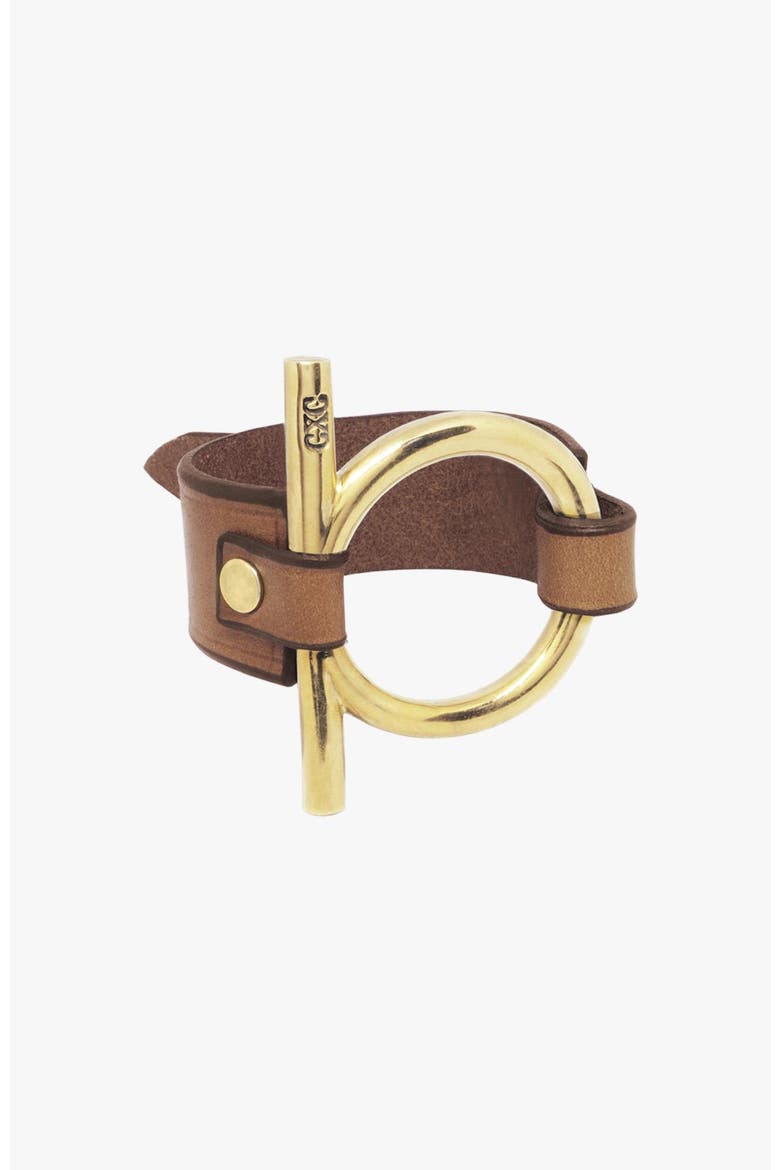 Omega Leather Bracelet, Main, color, Gold